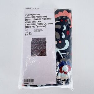 IKEA Kratten Full Queen Duvet Cover Set Floral 152 Thread Count New